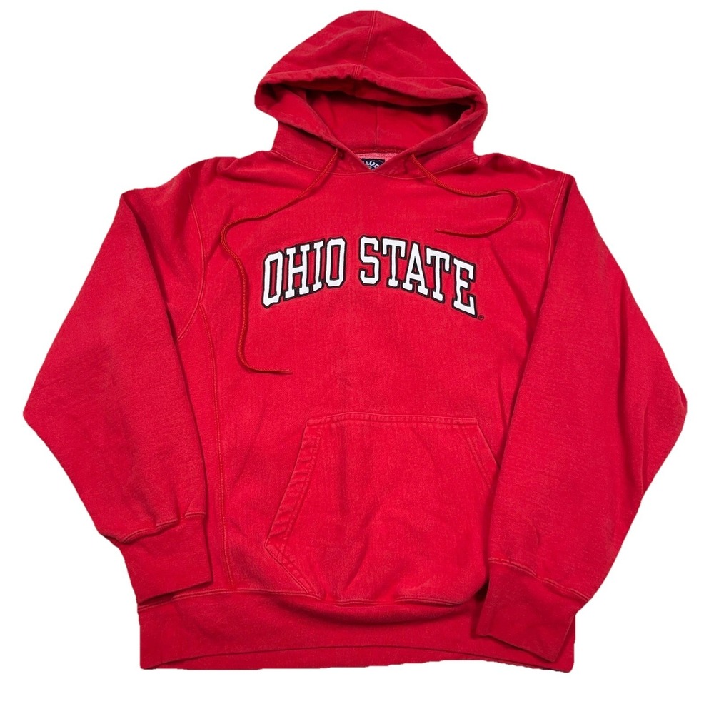 Vintage Ohio State Buckeyes Hoodie Men Medium Red Heavy Sweatshirt Y2K Sewn 00s